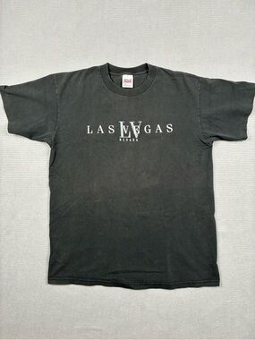 VTG Anvil Black Las Vegas Nevada White Lettering Tee